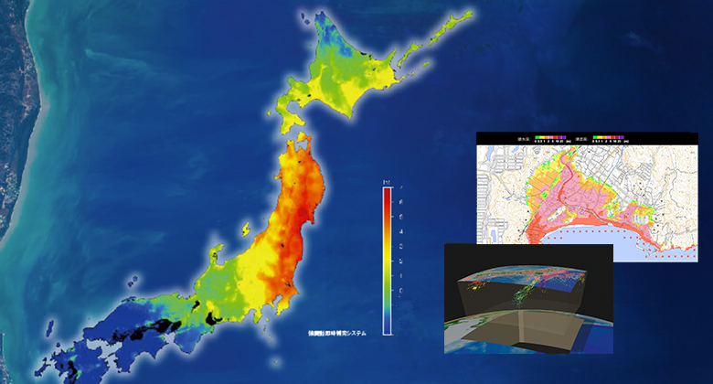 Figure of observation data for earthquake and tsunami