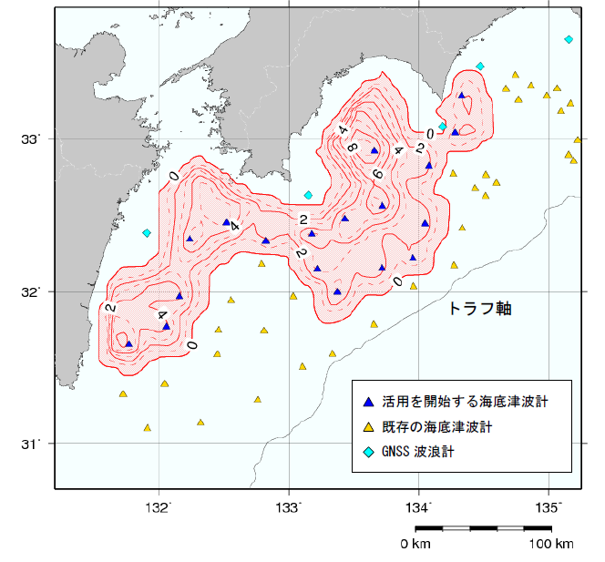 今回の観測点の追加による津波早期検知の効果の図